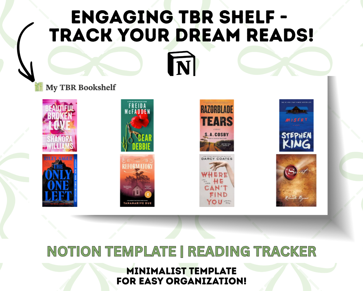 Matcha Notion Reading Tracker | Reading Log, Book Journal (Digital Download)